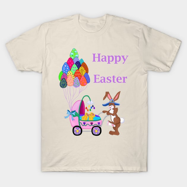 Happy Easter Bunny Mommy with Baby Chicks T-Shirt by Art by Deborah Camp